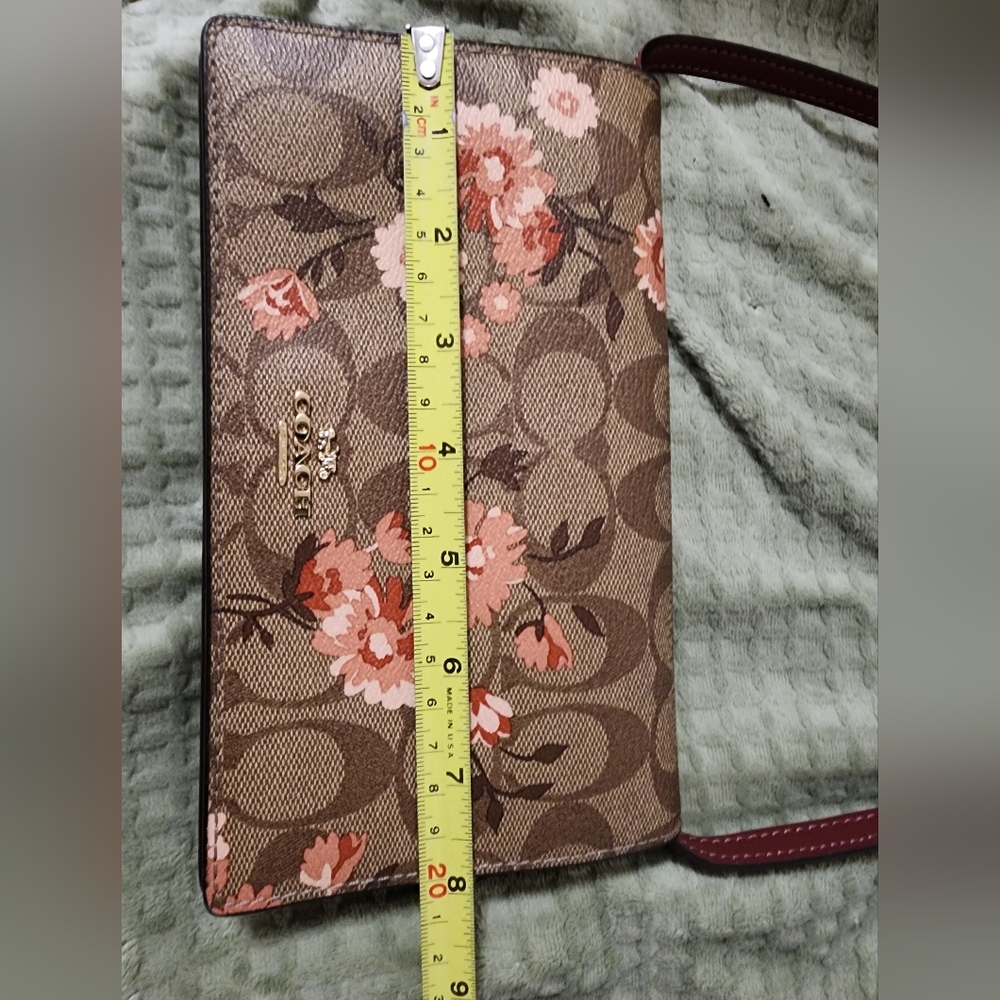 Coach Floral Signature Crossbody Bag in Brown and Pink - Picture 15 of 16